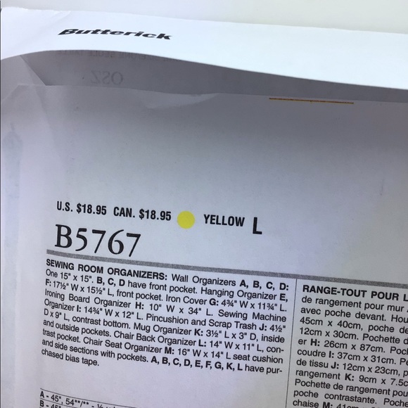 Butterick Pattern B5767:  SEWING ROOM ORGANIZERS NWT - Picture 5 of 8